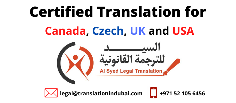 Certified Translation for canada czech uk and usa in dubai